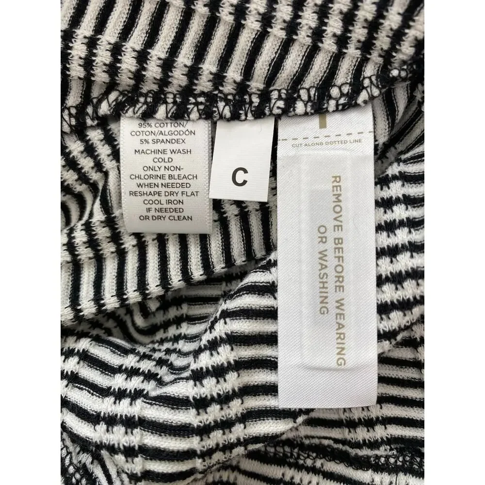 NWT LOFT Petites Women PL Black White Stripe Ribbed A-Line Swing Dress $69.50 * - Picture 4 of 6